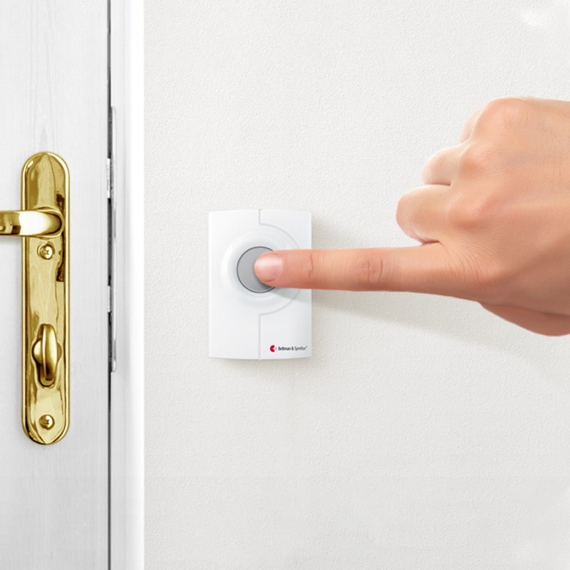 Bellman Elderly Call Button Push-Button Transmitter In Use as a Doorbell