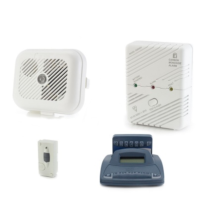 Silent Alert SA3000 Smoke, Carbon Monoxide and Door Alarm Pack with Alarm Clock Charger